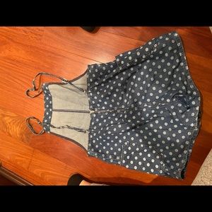 Polka dot jean romper